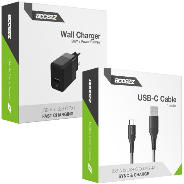Wand-Ladegerät mit USB-C- auf USB-Kabel - Ladegerät - 20 Watt - 1 m - Schwarz