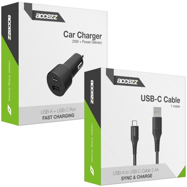 Kfz-Ladegerät mit Micro-USB- auf USB-Kabel - Autolader - 20 Watt - 1 m - Schwarz