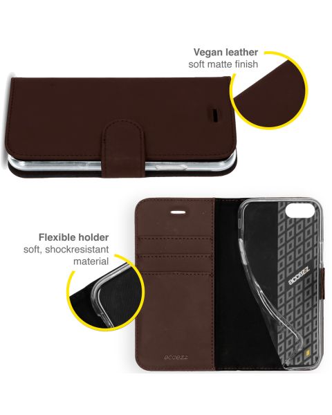 Accezz Wallet Softcase Bookcase iPhone SE (2022 / 2020) / 8 / 7 / 6(s) - Donkerbruin / Dunkelbraun  / Dark Brown