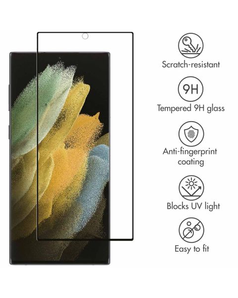 Premium Screen Protector aus gehärtetem Glas für das Samsung Galaxy S22 Ultra - Schwarz