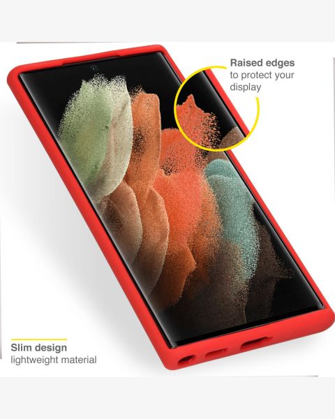 Accezz Liquid Silicone Backcover Samsung Galaxy S22 Ultra - Rood / Rot / Red