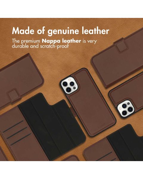 Premium Leather 2 in 1 Klapphülle für das iPhone 12 (Pro) - Braun