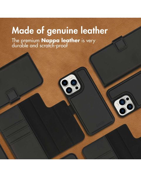 Premium Leather 2 in 1 Klapphülle für das iPhone 13 Pro - Schwarz