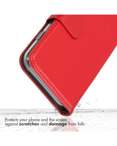 Selencia Echt Lederen Bookcase iPhone 14 Pro Max - Rood / Rot / Red