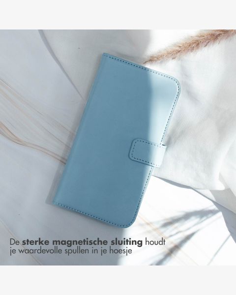 Echtleder Klapphülle für das iPhone 15 Pro - Air Blue