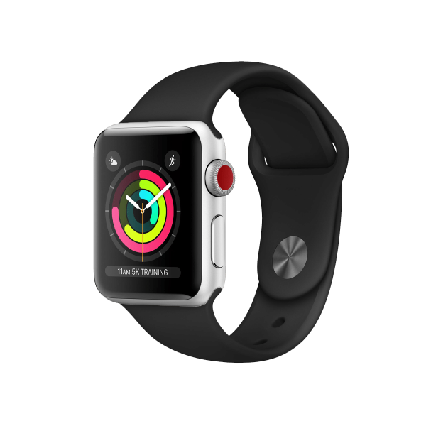 Refurbished Apple Watch Serie 3 | 42mm | Aluminium Silber | Schwarzes Sportarmband | GPS | WiFi + 4G