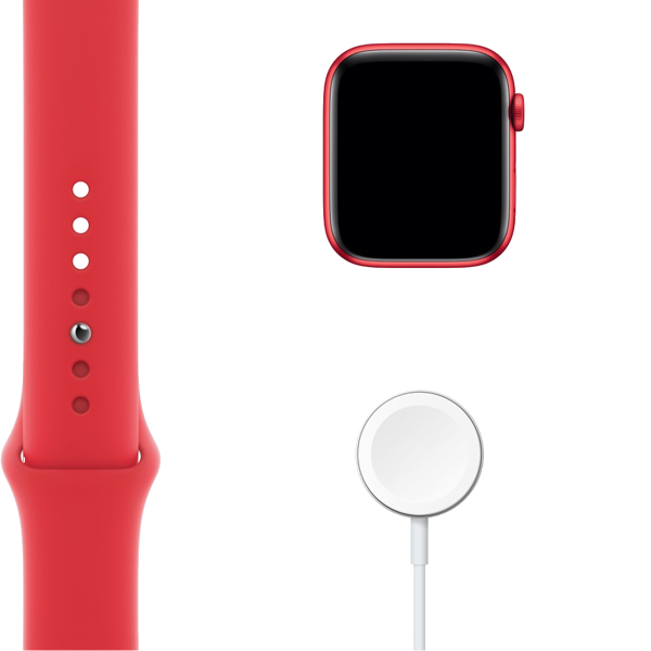 Refurbished Apple Watch Serie 6 | 44mm | Aluminium Rot | Rotes Sportarmband | GPS | WiFi
