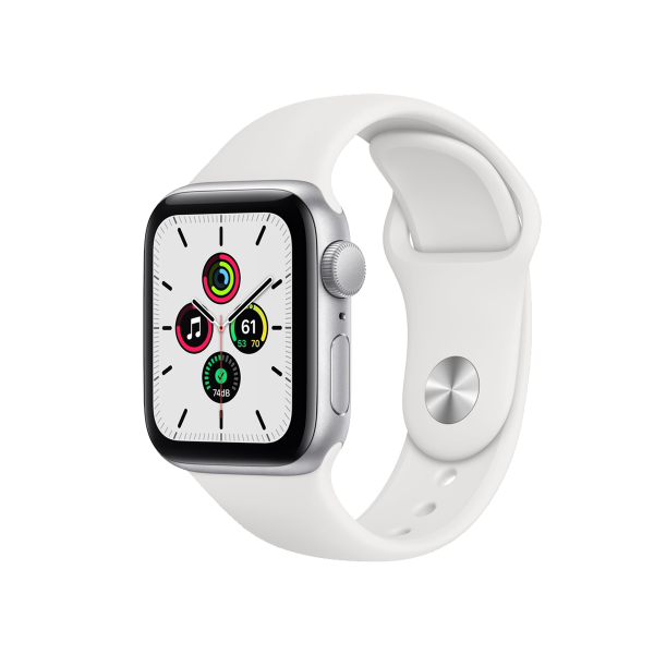 Refurbished Apple Watch Serie SE | 40mm | Aluminium Silber | Weißes Sportarmband | GPS | WiFi + 4G