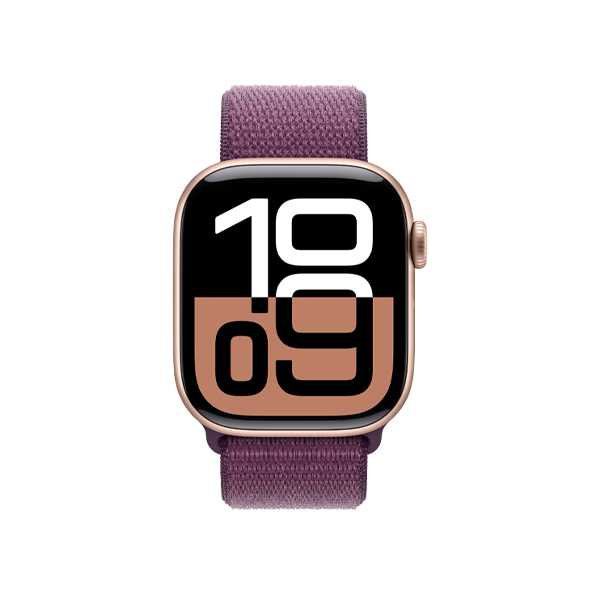 Refurbished Apple Watch Serie 10 | 42mm | Aluminium Roségold | Lila Sport Loop | GPS | WiFi