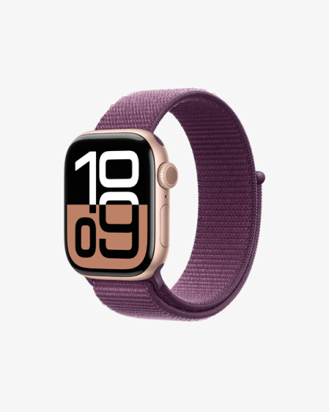 Refurbished Apple Watch Serie 10 | 42mm | Aluminium Roségold | Lila Sport Loop | GPS | WiFi