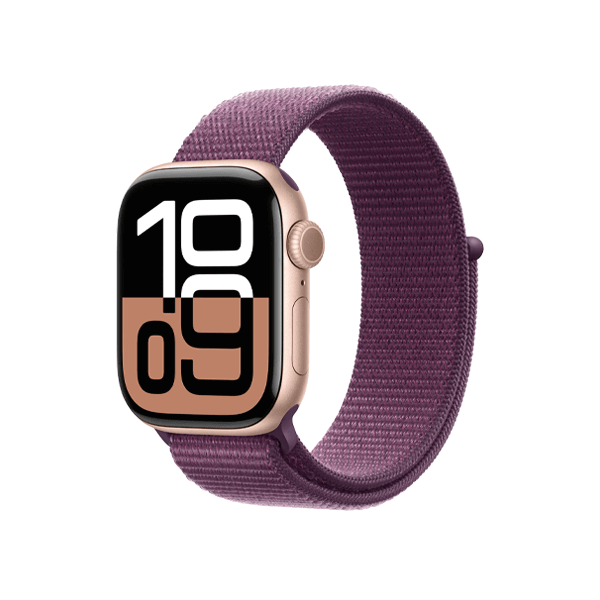 Refurbished Apple Watch Serie 10 | 42mm | Aluminium Roségold | Lila Sport Loop | GPS | WiFi