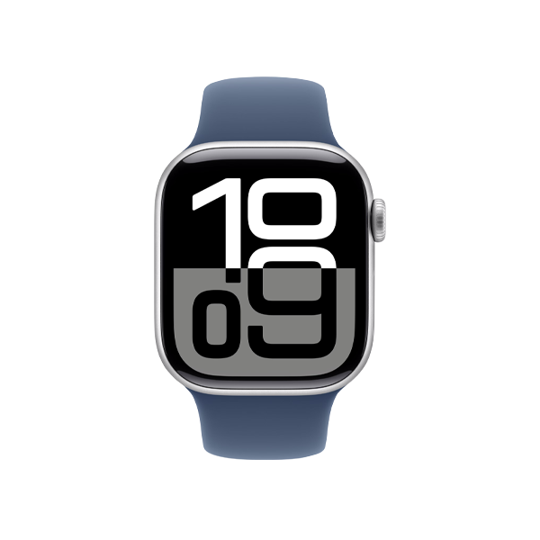 Refurbished Apple Watch Serie 10 | 42mm | Aluminium Silber | S/M Blaues Sportarmband | GPS | WiFi