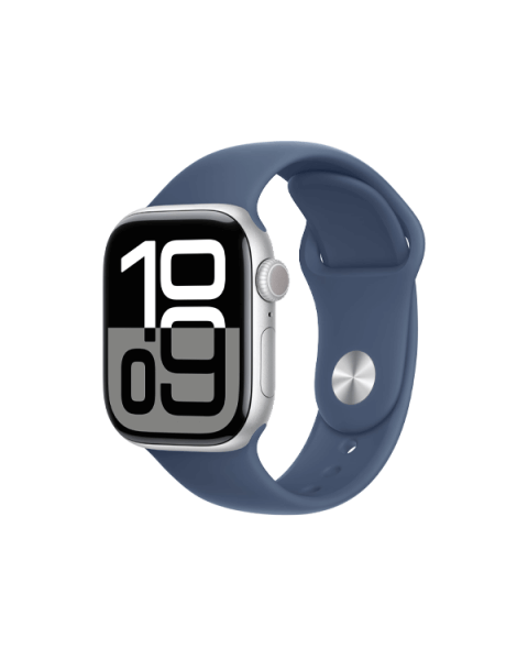 Refurbished Apple Watch Serie 10 | 42mm | Aluminium Silber | S/M Blaues Sportarmband | GPS | WiFi