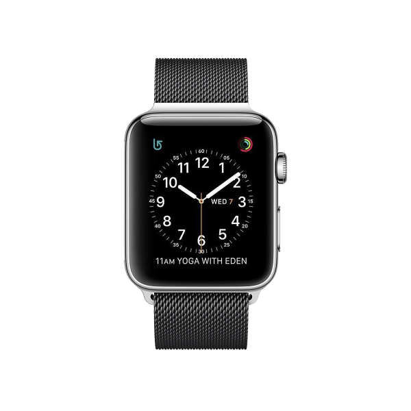 Refurbished Apple Watch Serie 2 | 38mm | Stainless Steel Silber | Schwarzes Sportarmband | GPS | WiFi