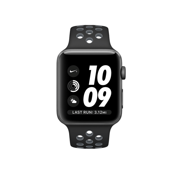 Refurbished Apple Watch Serie 2 | 38mm | Aluminium Spacegrau | Schwarzes Sportarmband | Nike+ | GPS | WiFi