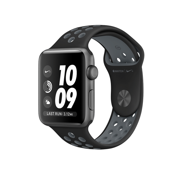 Refurbished Apple Watch Serie 2 | 42mm | Aluminium Spacegrau | Schwarzes Sportarmband | Nike+ | GPS | WiFi