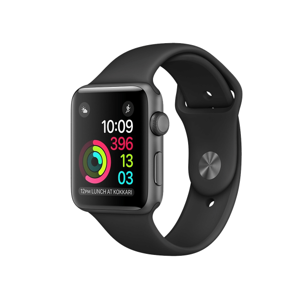 Refurbished Apple Watch Serie 2 | 38mm | Aluminium Spacegrau | Schwarzes Sportarmband | GPS | WiFi