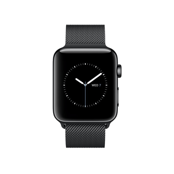 Refurbished Apple Watch Serie 2 | 38mm | Stainless Steel Schwarz | Schwarzes Sportarmband | GPS | WiFi