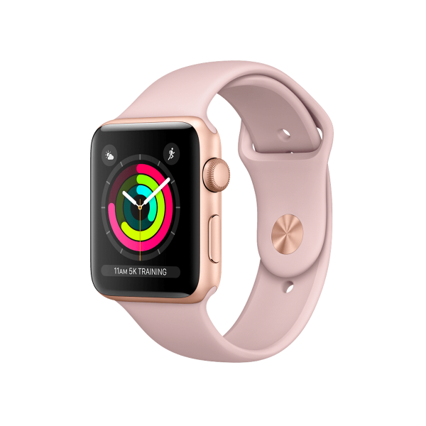 Refurbished Apple Watch Serie 3 | 42mm | Aluminium Gold | Rosa Sportarmband | GPS | WiFi