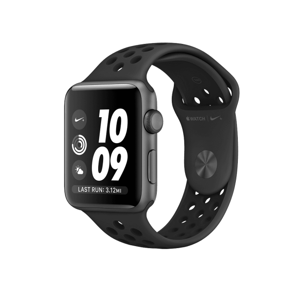 Refurbished Apple Watch Serie 3 | 42mm | Aluminium Spacegrau | Schwarzes Sportarmband | Nike+ | GPS | WiFi + 4G