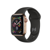 Refurbished Apple Watch Serie 4 | 40mm | Stainless Steel Gold | Schwarzes Sportarmband | GPS | WiFi + 4G