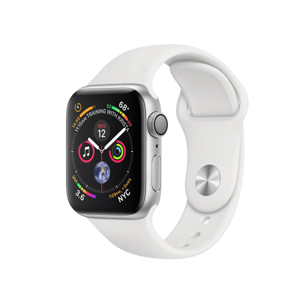 Refurbished Apple Watch Serie 4 | 40mm | Aluminium Silber | Weißes Sportarmband | GPS | WiFi + 4G