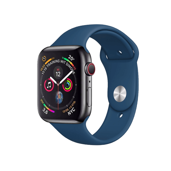 Refurbished Apple Watch Serie 4 | 44mm | Aluminium Spacegrau | Blaues Sportarmband | GPS | WiFi