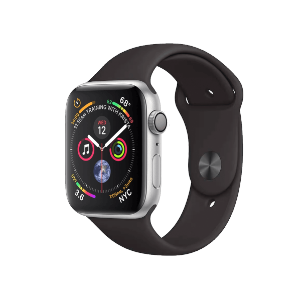 Refurbished Apple Watch Serie 4 | 44mm | Aluminium Silber | Schwarzes Sportarmband | GPS | WiFi