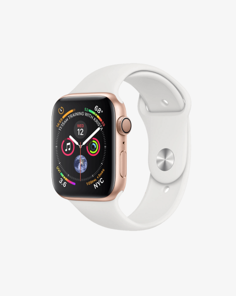 Refurbished Apple Watch Serie 4 | 44mm | Aluminium Gold | Weißes Sportarmband | GPS | WiFi