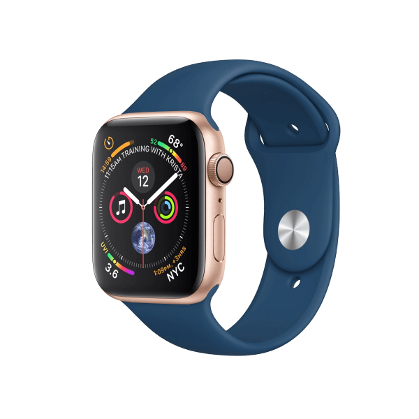 Refurbished Apple Watch Serie 4 | 44mm | Aluminiumgehäuse Roségold | Blaues Sportarmband | GPS | Wifi