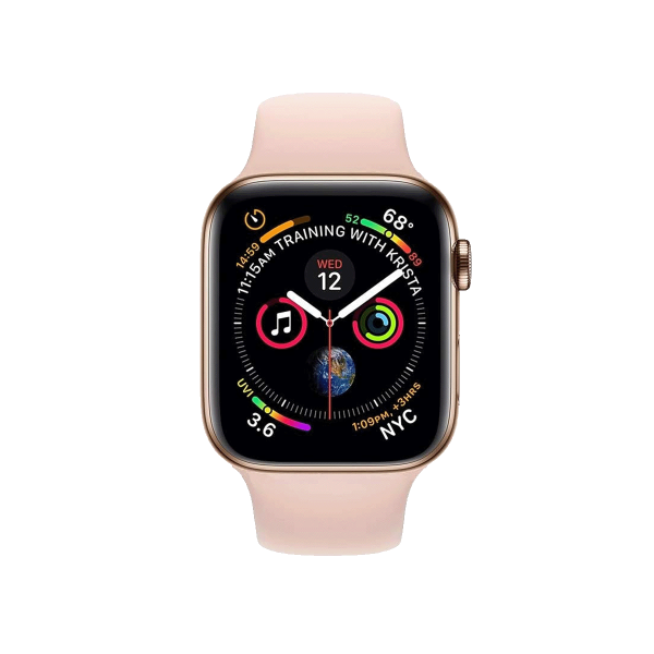 Refurbished Apple Watch Serie 4 | 44mm | Stainless Steel Gold | Rosa Sportarmband | GPS | WiFi + 4G