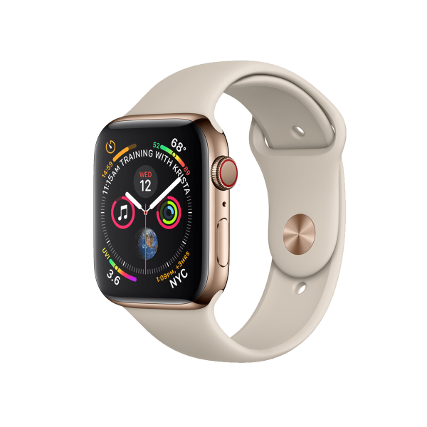 Refurbished Apple Watch Serie 4 | 44mm | Stainless Gold | Stone Sportarmband | GPS | WiFi + 4G