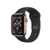 Refurbished Apple Watch Serie 4 | 44mm | Stainless Steel Gold | Schwarzes Sportarmband | GPS | WiFi + 4G