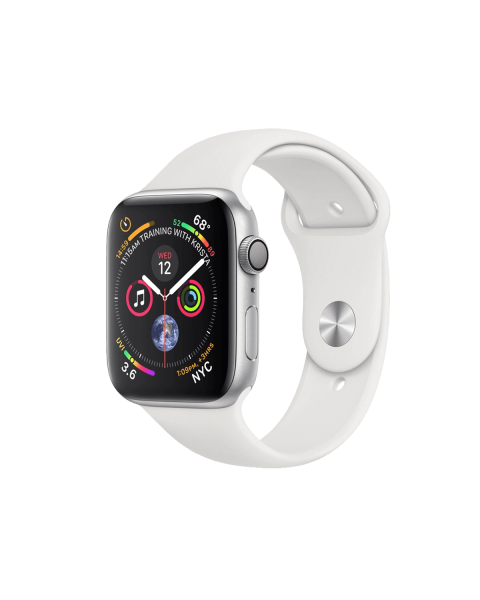 Refurbished Apple Watch Series 4 | 44mm | Aluminium Silber | Weißes Sportarmband | GPS | WiFi + 4G