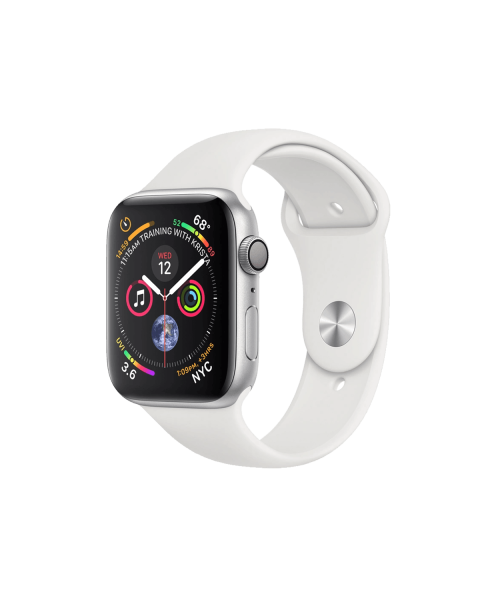 Refurbished Apple Watch Serie 4 | 44mm | Aluminium Silber | Weißes Sportarmband | GPS | WiFi + 4G