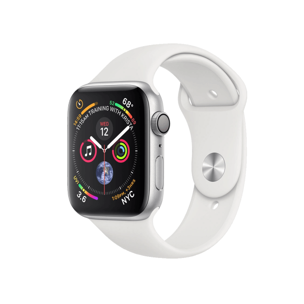 Refurbished Apple Watch Serie 4 | 44mm | Aluminium Silber | Weißes Sportarmband | GPS | WiFi + 4G