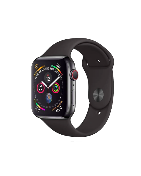 Refurbished Apple Watch Serie 4 | 44mm | Aluminum Spacegrau | Schwarzes Sportarmband | GPS | WiFi