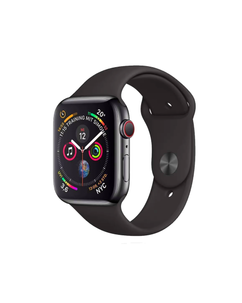 Refurbished Apple Watch Serie 4 | 44mm | Aluminium Spacegrau | Schwarzes Sportarmband | Nike+ | GPS | WiFi
