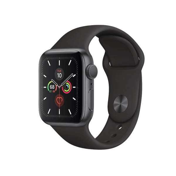 Refurbished Apple Watch Serie 5 | 40mm | Aluminium Spacegrau | Schwarzes Sportarmband | GPS | WiFi + 4G