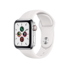 Refurbished Apple Watch Serie 5 | 40mm | Stainless Steel Silber | Weißes Sportarmband | GPS | WiFi + 4G