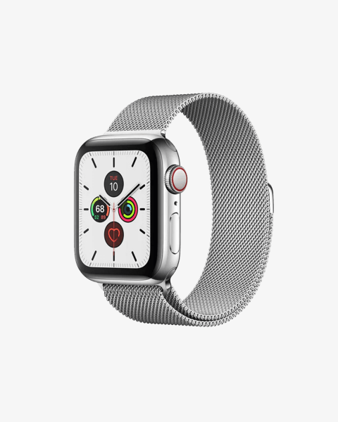 Refurbished Apple Watch Serie 5 | 40mm | Stainless Steel Silber | Silber Milanaiseband | GPS | WiFi + 4G