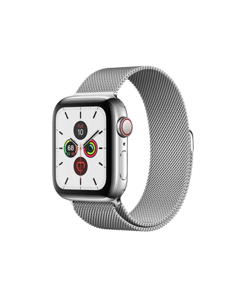Refurbished Apple Watch Serie 5 | 40mm | Stainless Steel Silber | Silber Milanaiseband | GPS | WiFi + 4G