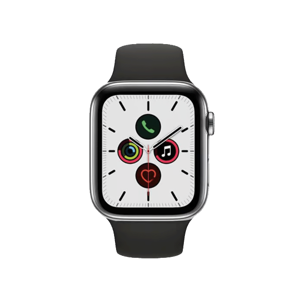 Refurbished Apple Watch Series 5 | 40mm | Titanium Silber | Schwarzes Sportarmband | GPS | WiFi + 4G