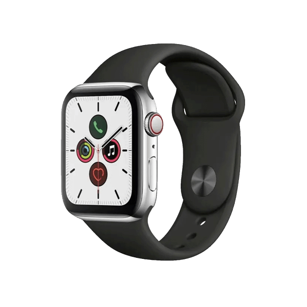 Refurbished Apple Watch Series 5 | 40mm | Titanium Silber | Schwarzes Sportarmband | GPS | WiFi + 4G
