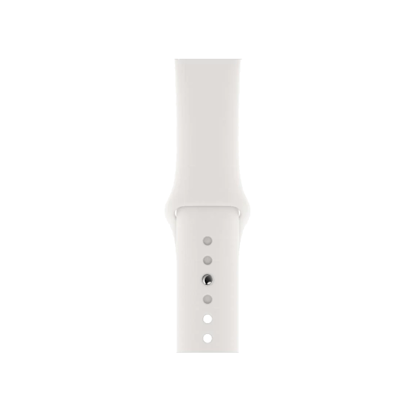 Refurbished Apple Watch Serie 5 | 40mm | Stainless Steel Silber | Weißes Sportarmband | GPS | WiFi + 4G