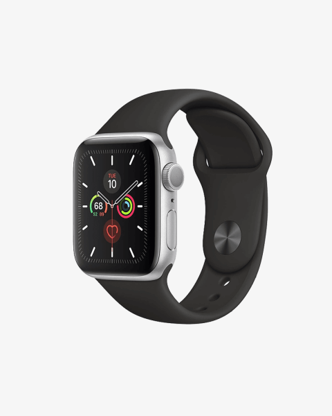 Refurbished Apple Watch Series 5 | 40mm | Aluminium Silber | Schwarzes Sportarmband | GPS | WiFi + 4G