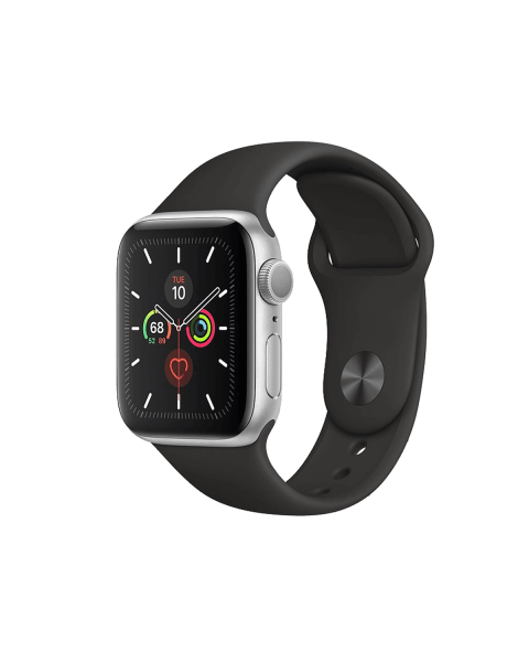Refurbished Apple Watch Series 5 | 40mm | Aluminium Silber | Schwarzes Sportarmband | GPS | WiFi + 4G
