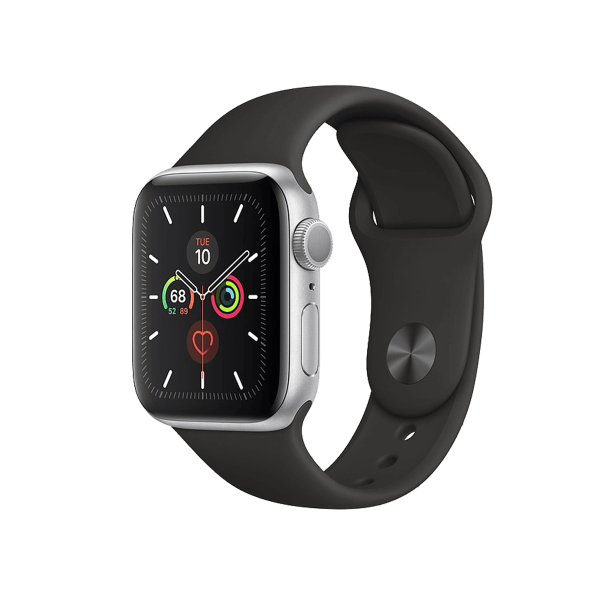 Refurbished Apple Watch Series 5 | 40mm | Aluminium Silber | Schwarzes Sportarmband | GPS | WiFi + 4G