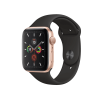 Apple Watch Series 5 | 44mm | Aluminium Case Goud | Zwart sportbandje | GPS | WiFi + 4G
