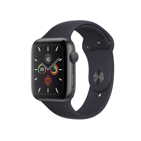 Refurbished Apple Watch Serie 5 | 44mm | Aluminium Spacegrau | Mitternachtsblaues Sportarmband | GPS | WiFi